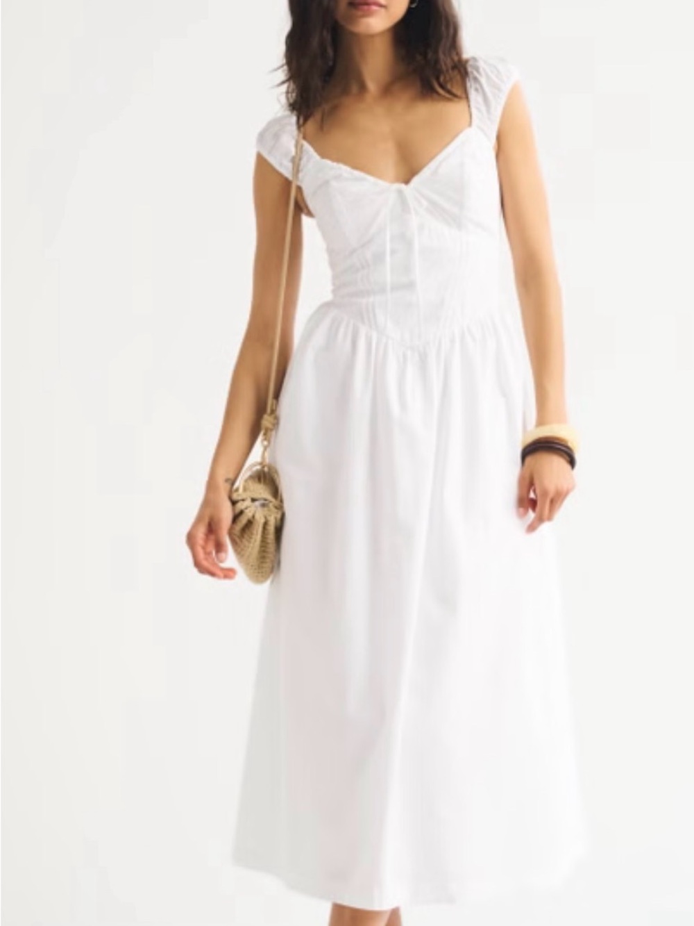 Abercrombie & Fitch White Sleeveless Maxi Dress with Tie Front